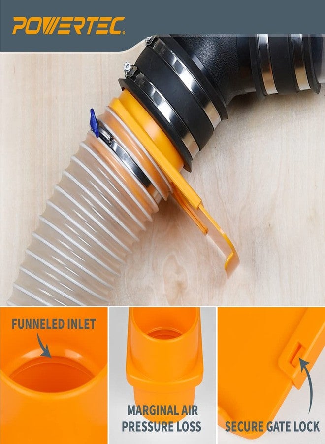باورتيك POWERTEC 70295-P2 بوابة انفجار متكاملة مقاومة للانسداد، مقاس 4 بوصات، تركيب بلاستيكي ABS مدبب مضاد للفجوات لأنظمة جمع الغبار، عبوة من قطعتين - Image 2