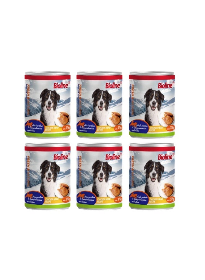 بايولاين طعام الكلاب الرطب المعلب بنكهة رأس الدجاج من بيولاين - ٣٧٥ غرام (عبوة من ٦ قطع) - Image 1