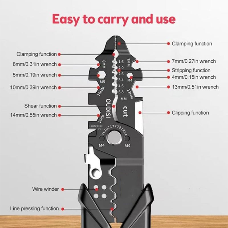 Sadvidhya Wire Stripper and Cutter Pliers Tools For Electricians Wire and Cable Stripping Cutting Winding Crimping Precision Stainless Steel Hand Tool for Electrician Wire Stripper Cutter Pliers - Image 5