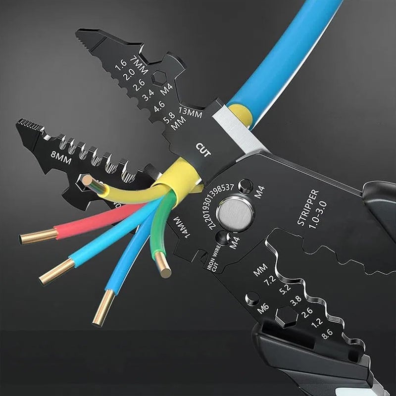 Sadvidhya Wire Stripper and Cutter Pliers Tools For Electricians Wire and Cable Stripping Cutting Winding Crimping Precision Stainless Steel Hand Tool for Electrician Wire Stripper Cutter Pliers - Image 3
