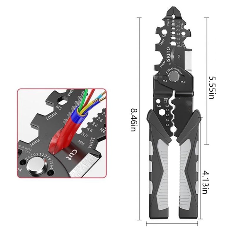 Sadvidhya Wire Stripper and Cutter Pliers Tools For Electricians Wire and Cable Stripping Cutting Winding Crimping Precision Stainless Steel Hand Tool for Electrician Wire Stripper Cutter Pliers - Image 2
