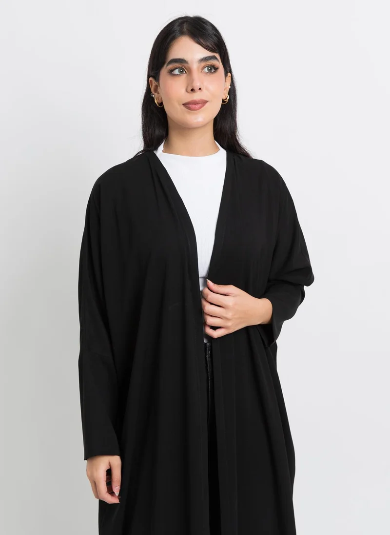 Kaafmeem Black on Black Half Bisht Abaya