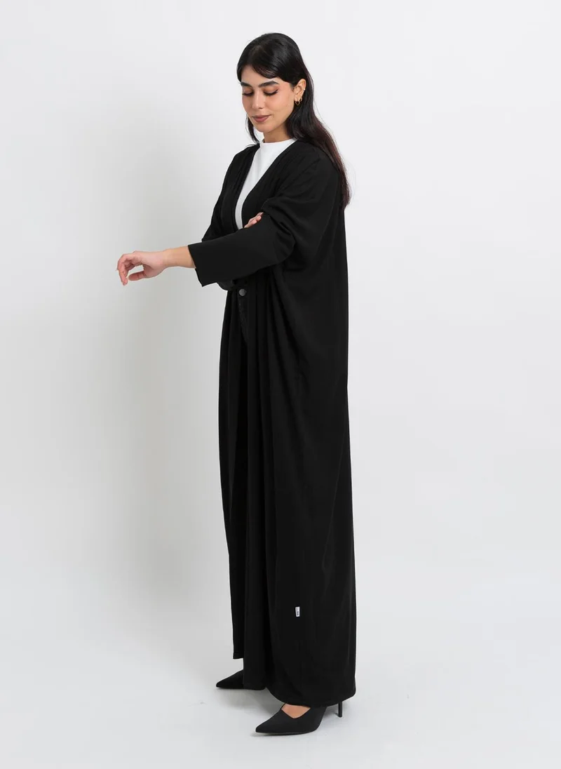 Kaafmeem Black on Black Half Bisht Abaya