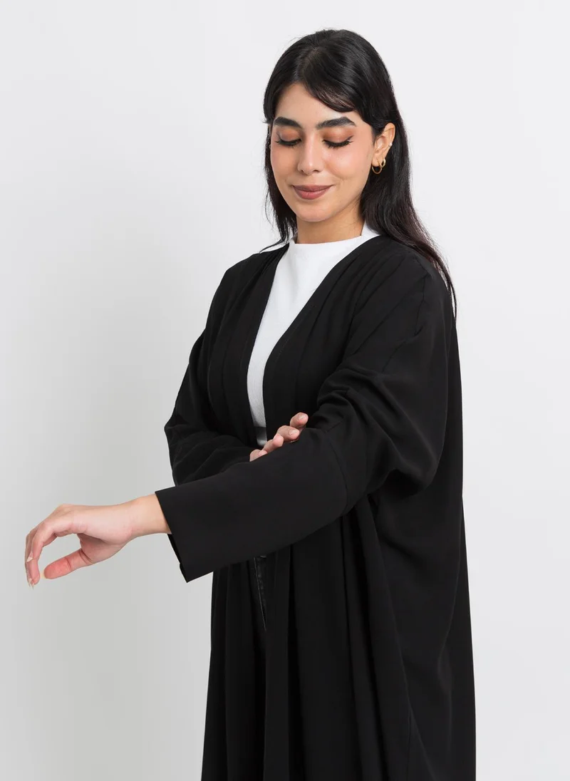 Kaafmeem Black on Black Half Bisht Abaya