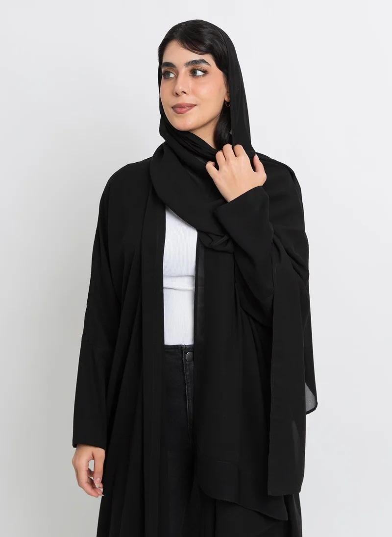 Kaafmeem Black on Black Half Bisht Abaya