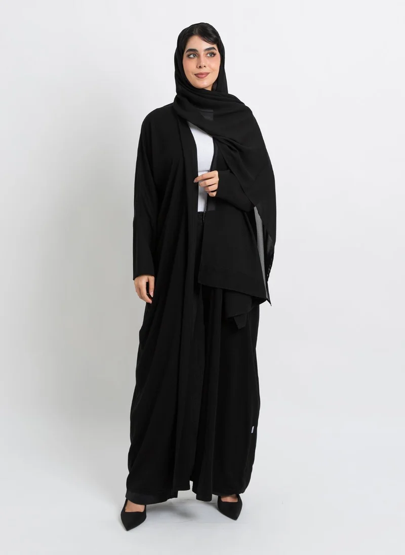 Kaafmeem Black on Black Half Bisht Abaya