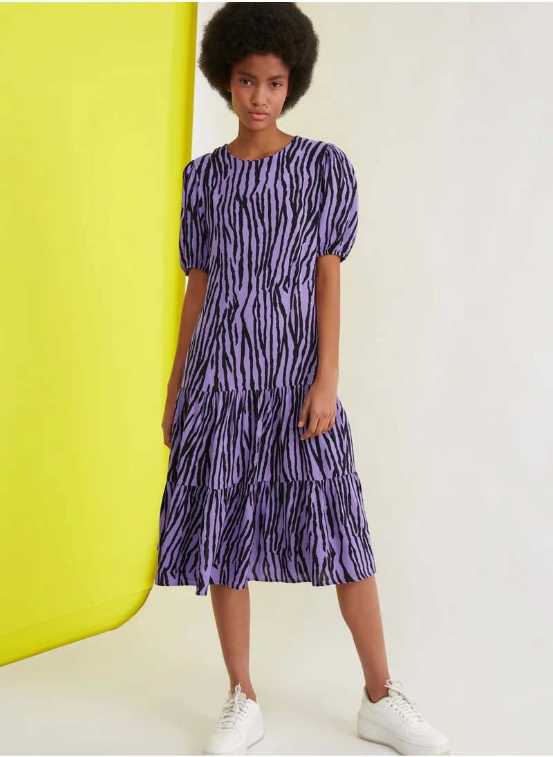 trendyol Zebra Print Tiered Dress