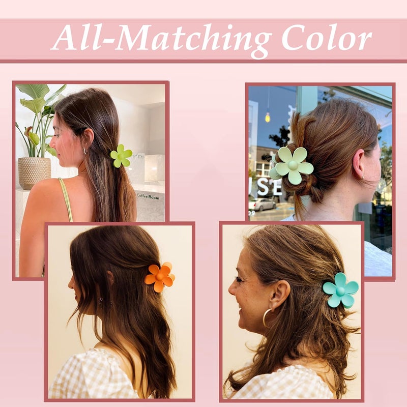 mythos Flower Hair Clips for Women - 9 PCS Matte Claw Clips With Strong Hold for Thick and Thin Hair - Non Slip, 9 Styles - Image 5