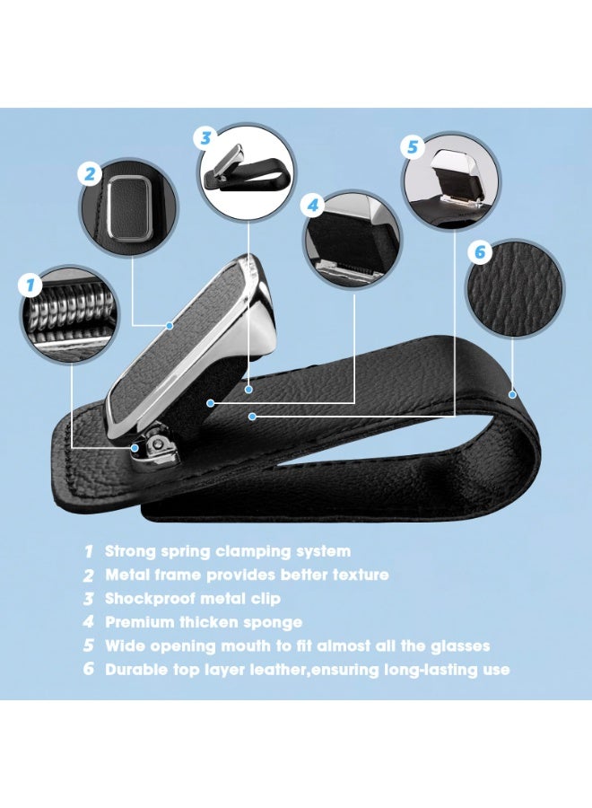 Beauenty Stylish Car Sunglasses Holder- High Quality Sun Visor Clip，Eyeglasses Hanger  Ticket Organizer, Universal Auto Interior Accessory (Black) - Image 3