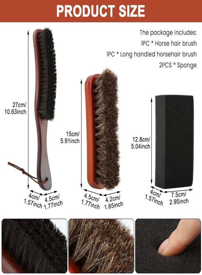 Jeyntanc 4Pcs Horsehair Felt Hat Brush Kit with Cleaning Sponge, Cowboy Hats Wood Fedora Hat Cleaning Set Baseball Cap Lint Brush Remove Dust for Hair Furniture Suits Clothes(Color:as Shown) - Image 4