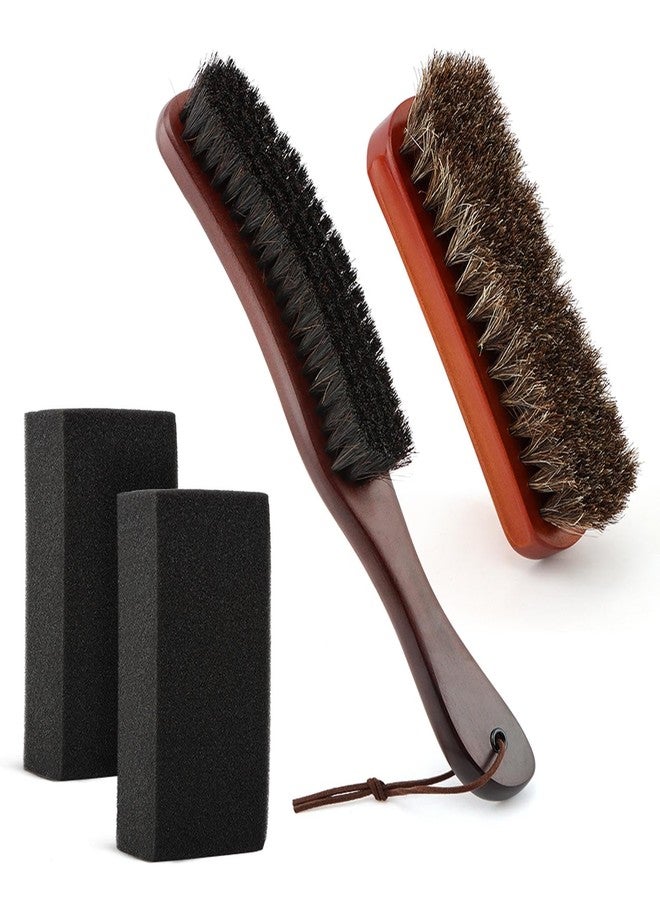 Jeyntanc 4Pcs Horsehair Felt Hat Brush Kit with Cleaning Sponge, Cowboy Hats Wood Fedora Hat Cleaning Set Baseball Cap Lint Brush Remove Dust for Hair Furniture Suits Clothes(Color:as Shown) - Image 1