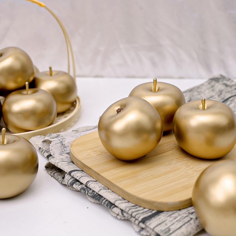Gresorth 6 PCS Artificial Gold Apple Decorative Fake Apples Fruit Model Home Party Christmas Decoration - Image 3