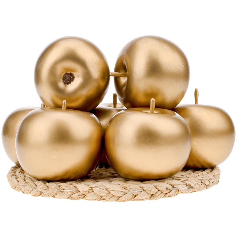 Gresorth 6 PCS Artificial Gold Apple Decorative Fake Apples Fruit Model Home Party Christmas Decoration - Image 1