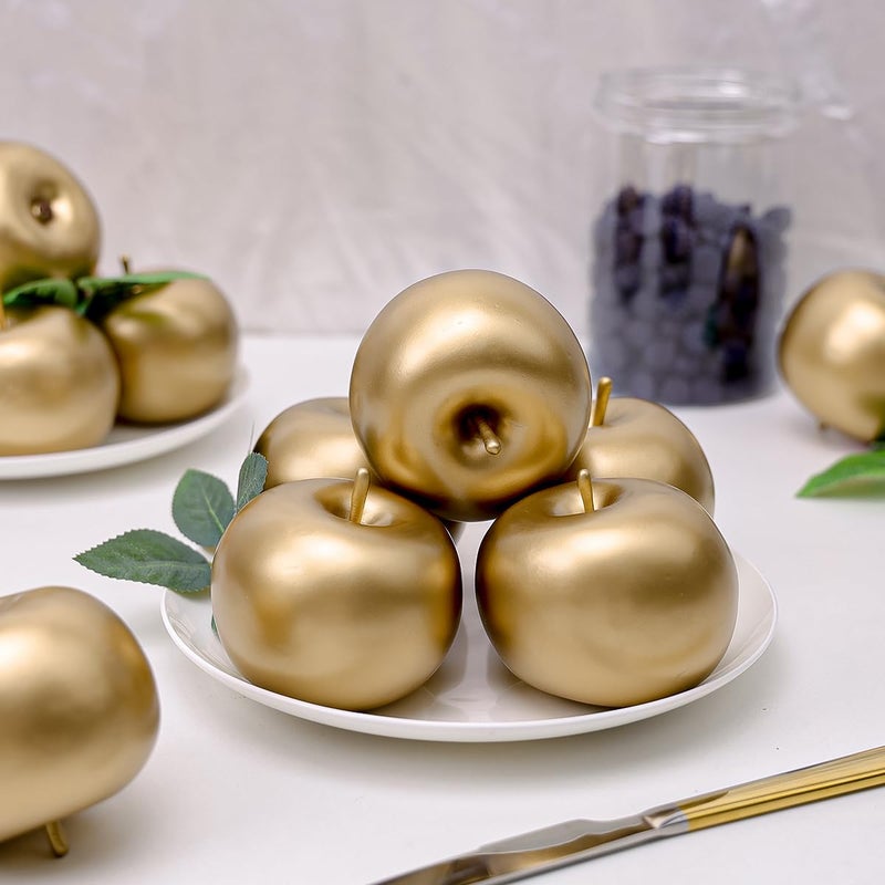 Gresorth 6 PCS Artificial Gold Apple Decorative Fake Apples Fruit Model Home Party Christmas Decoration - Image 4