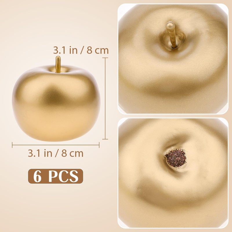Gresorth 6 PCS Artificial Gold Apple Decorative Fake Apples Fruit Model Home Party Christmas Decoration - Image 2