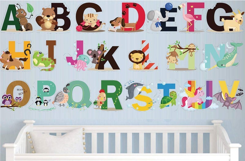 DEKOSH Animal Alphabet Kids Wall Decals - Peel & Stick Educational Baby Stickers for Playroom, Classroom Decoration - Image 3