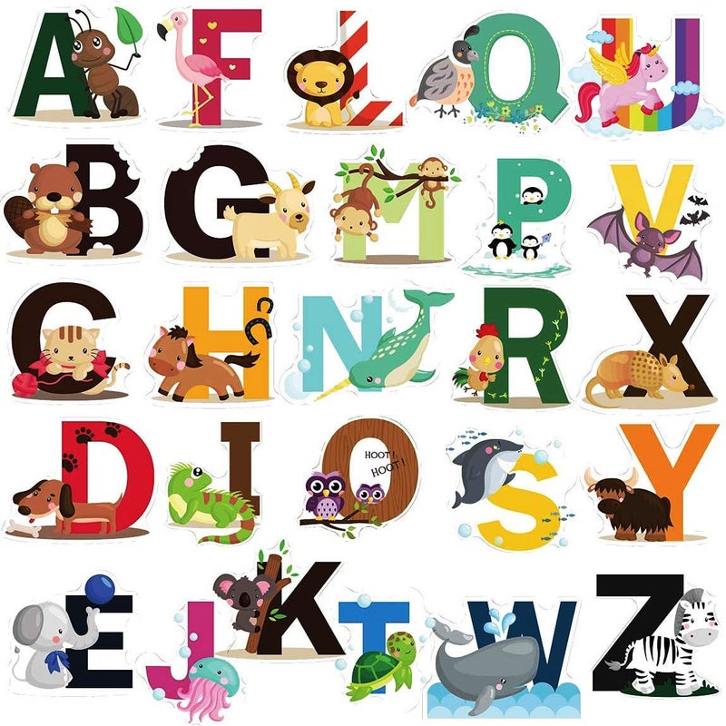 DEKOSH Animal Alphabet Kids Wall Decals - Peel & Stick Educational Baby Stickers for Playroom, Classroom Decoration - Image 1