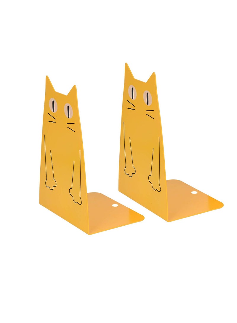 KASTWAVE Book Ends KASTWAVE Cat Metal Bookend, One Pairs Heavy Duty Cat Fashion Style Bookend Book Shelf Holder for school library Shelf Home Office Decoration - Image 1
