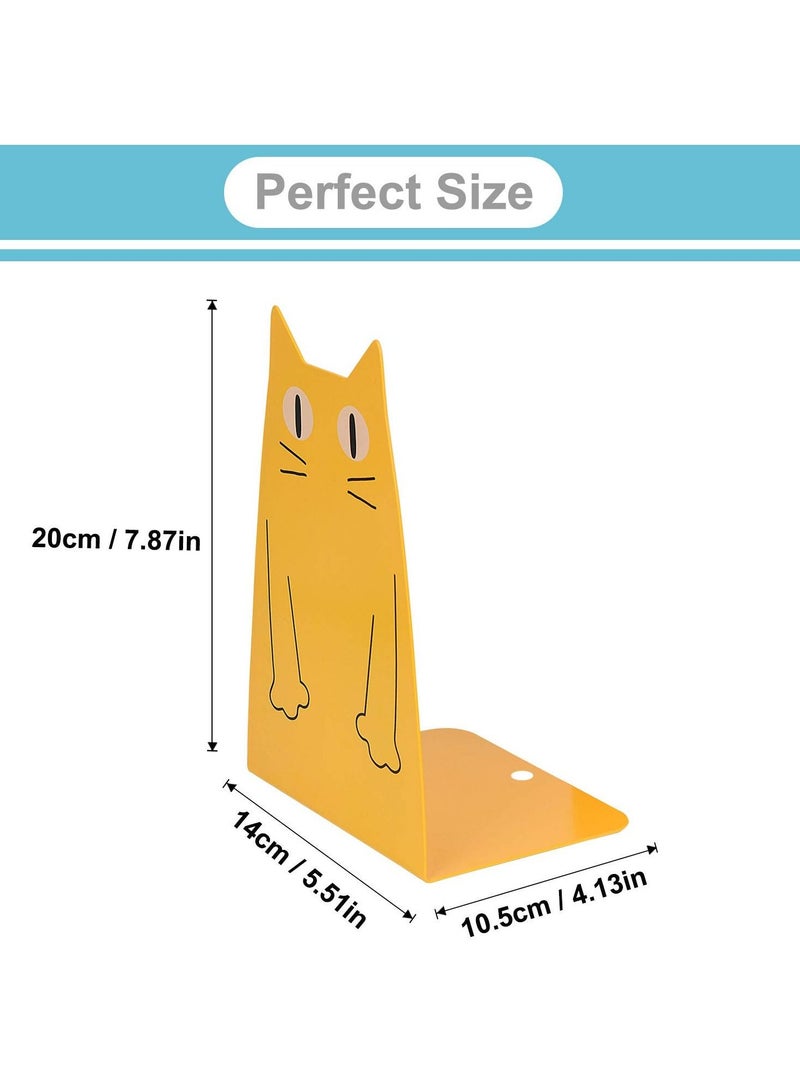 KASTWAVE Book Ends KASTWAVE Cat Metal Bookend, One Pairs Heavy Duty Cat Fashion Style Bookend Book Shelf Holder for school library Shelf Home Office Decoration - Image 2