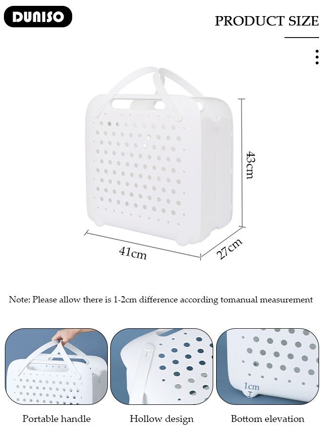 DUNISO Foldable Laundry Basket with with Handles, Wall Hanging Collapsible Washing Clothes Laundry Bin Container, Freestanding Grocery Basket, Portable Washing Basket for Space Saving, Breathable Storage Basket for Clothes Toys Dirty Clothes Bedroo  - Image 2