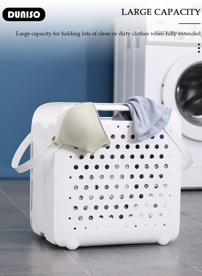 DUNISO Foldable Laundry Basket with with Handles, Wall Hanging Collapsible Washing Clothes Laundry Bin Container, Freestanding Grocery Basket, Portable Washing Basket for Space Saving, Breathable Storage Basket for Clothes Toys Dirty Clothes Bedroo  - Image 4