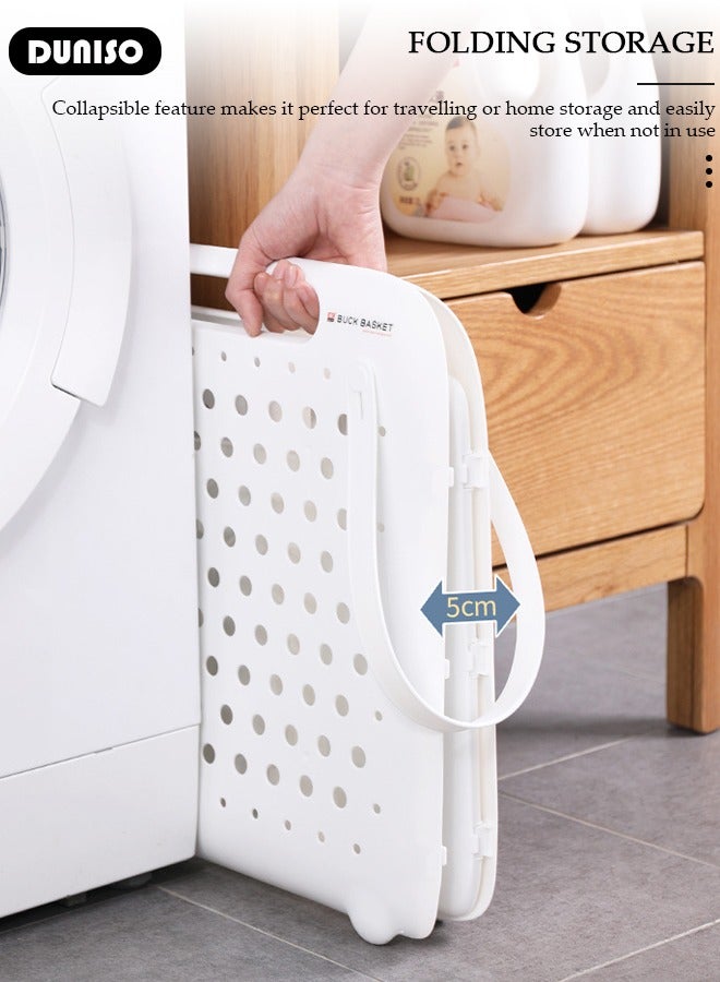 DUNISO Foldable Laundry Basket with with Handles, Wall Hanging Collapsible Washing Clothes Laundry Bin Container, Freestanding Grocery Basket, Portable Washing Basket for Space Saving, Breathable Storage Basket for Clothes Toys Dirty Clothes Bedroo  - Image 5
