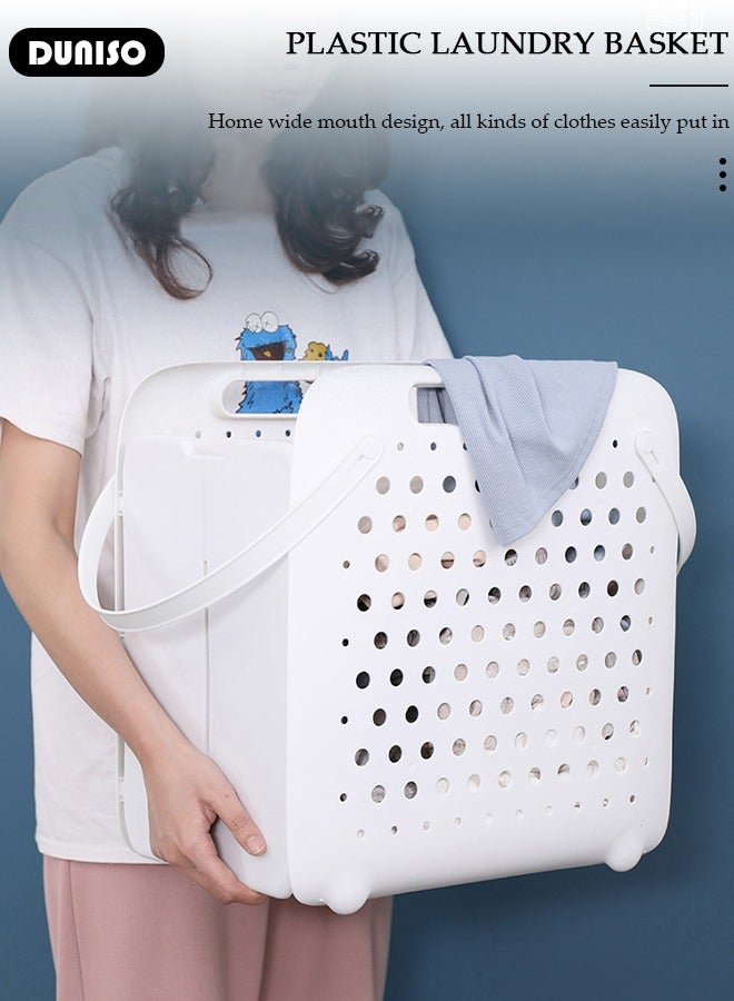 DUNISO Foldable Laundry Basket with with Handles, Wall Hanging Collapsible Washing Clothes Laundry Bin Container, Freestanding Grocery Basket, Portable Washing Basket for Space Saving, Breathable Storage Basket for Clothes Toys Dirty Clothes Bedroo  - Image 3