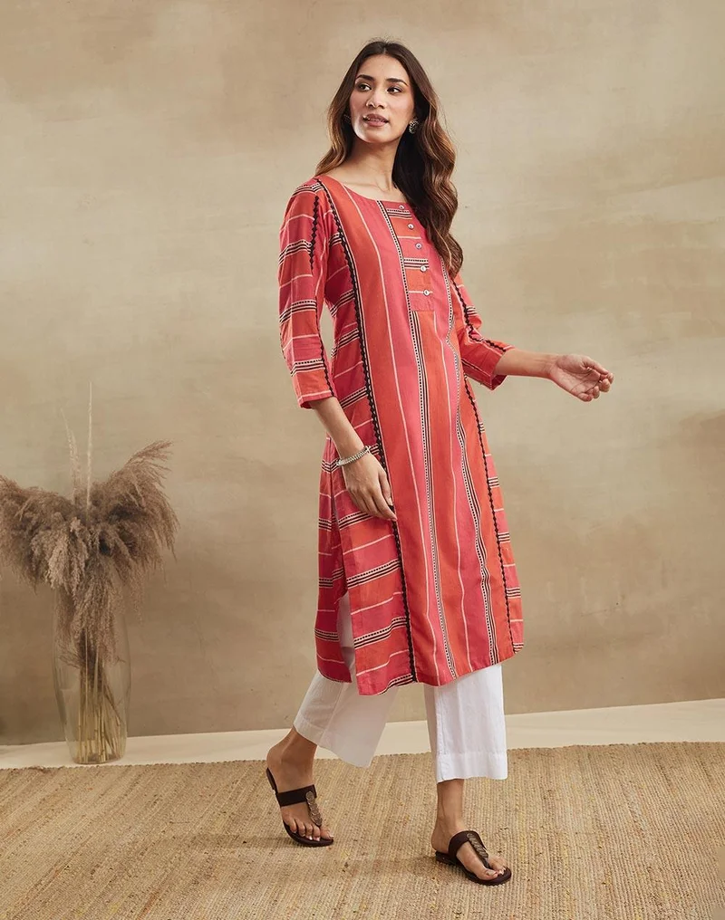 Fabindia  Pink Cotton Long Kurta for Women | Best Price UAE