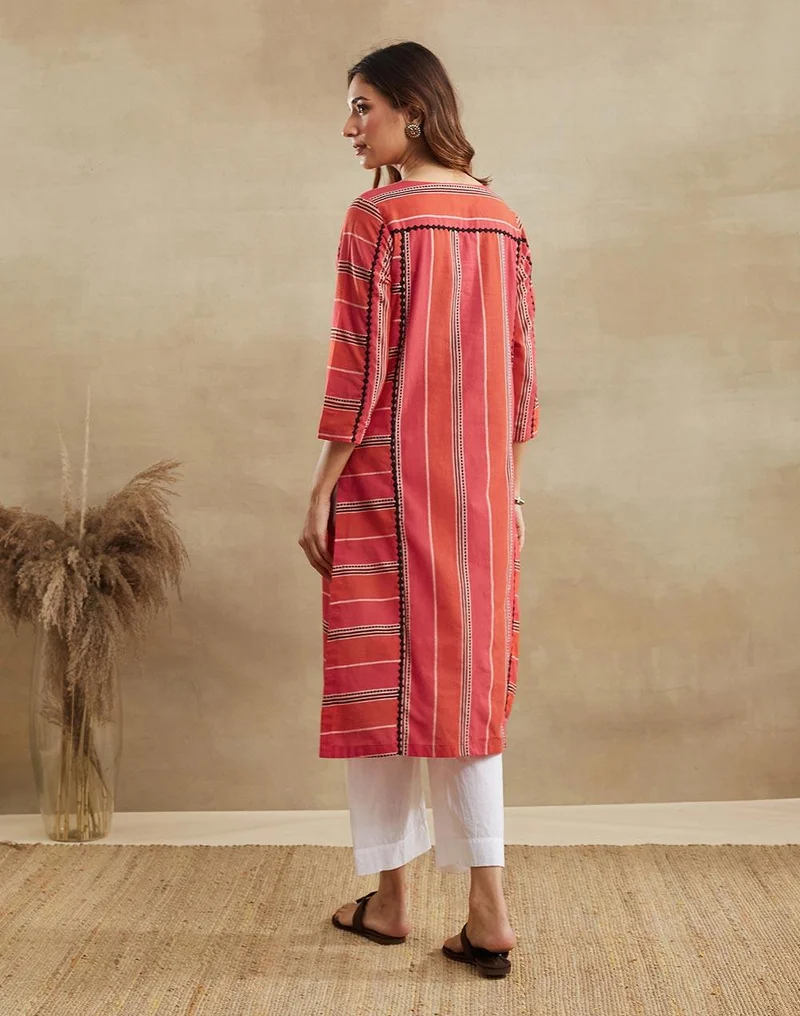 Fabindia  Pink Cotton Long Kurta for Women | Best Price UAE