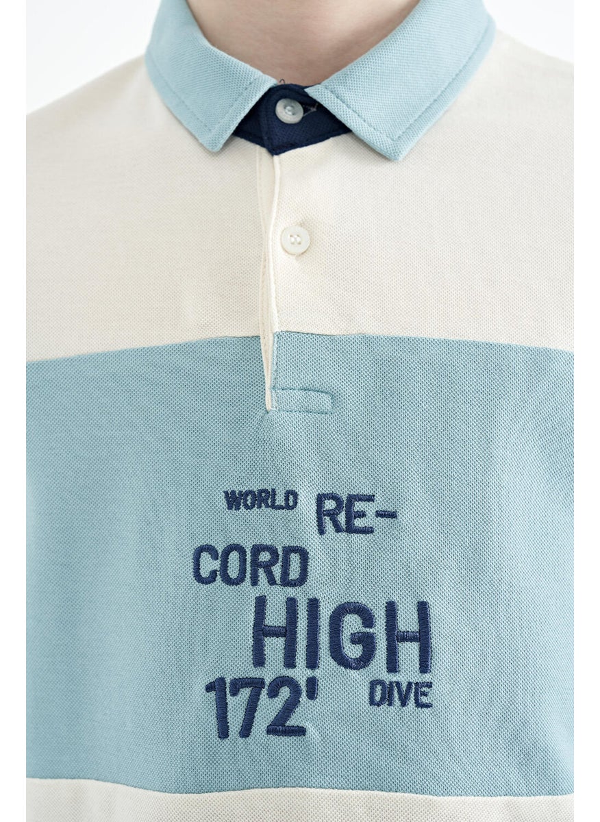 Tommy Life Water Green Color Transitional Embroidery Detailed Standard Pattern Polo Collar Boy T-Shirt - 11110  - Image 2