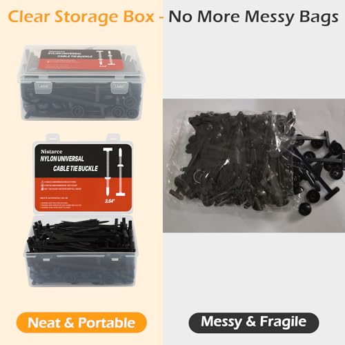 Nistarce Nylon Universal Cable Tie Buckle Cable Tie Buckle Zip Tie Clips for Car Fender Engine Cover Mudguard Fastener Automotive Replacement Screw Fixing 200PCS with Clear Storage Box - Image 5