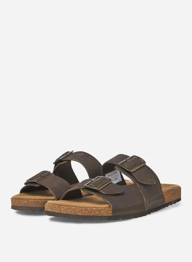 JACK & JONES Jack & Jones Brown Leather Buckle Sandals