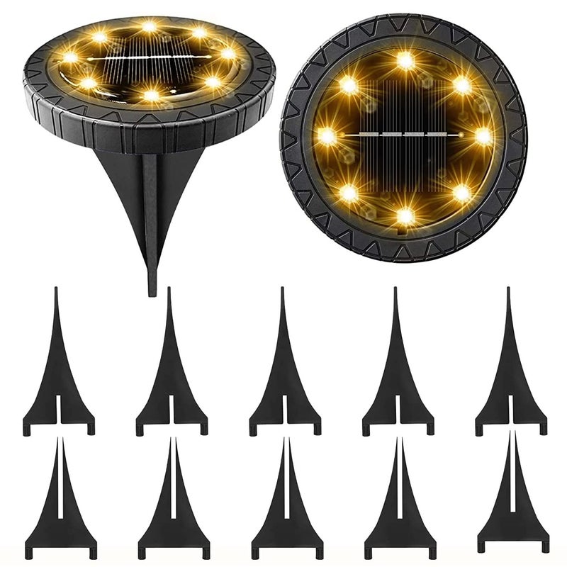 KDORRKU Solar Powered 2Pack Waterproof LED Outdoor Disk Lights Solar Garden Lights for Landscape Pathway Patio Yard Walkway Lawn Driveway Warm White
