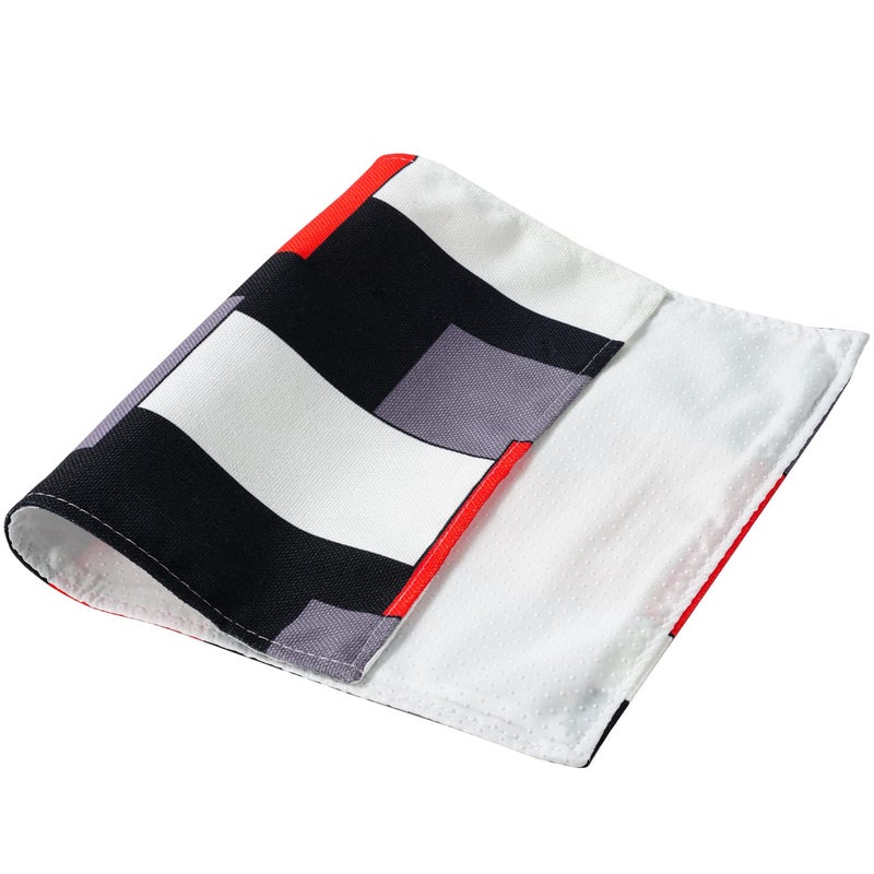 AILUER Red Grey Black White Placemats Set of 4,Geometric Square Table Place Mats Waterproof Burlap Washable Dining Placemats for Home Kitchen Decorations (Red Grey Black White, 12" Wx18 L) - Image 3