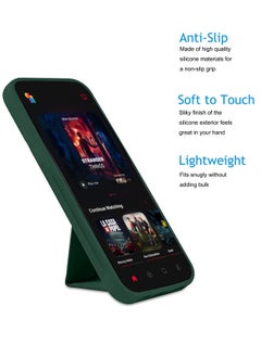 Wtech Hand Grip Foldable Magnetic Kickstand Wrist Strap Finger Grip With Built-In Iron Case Cover For Xiaomi Redmi 13C 4G 2023 / Xiaomi Poco C65 4G 2023 Dark Green  - Image 2