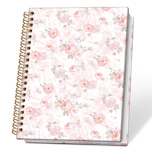 NEFMGEG Pink Pastel Floral Notebook Journal for Teen Girls & Women, Cute Pink Stuff - Office Supplies, Coquette Girly Spiral Notebook for Women, 5.5x8.3 Inch - Image 1