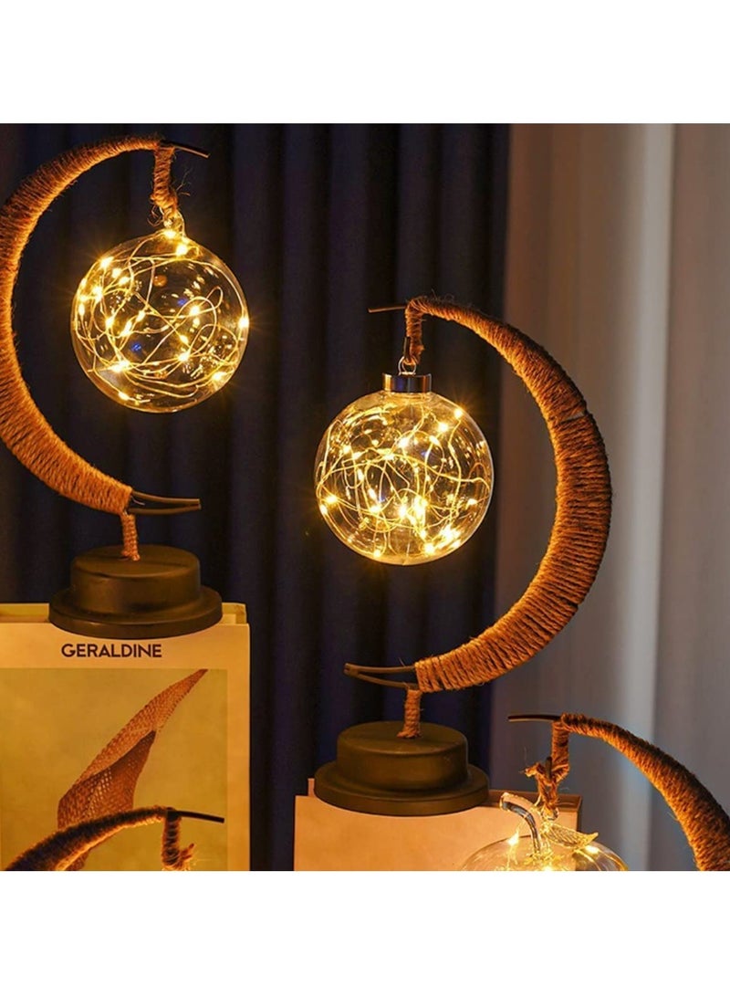 ياكيتر مصباح القمر,زينة رمضان للمنزل,زينة عيد مبارك,زينة أضواء رمضان,مصباح قمري مسحور,ديكور طاولة رمضان,ضوء غالاكسي,ضوء ليلي القمر,مصباح يعمل بالبطارية - Image 2