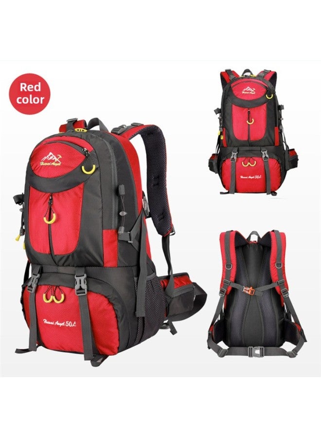 Generic Outdoor Travel Mountaineering Hiking Backpack Large Capacity Business Travel Storage Bag Camping Traveler Riding Backpack-Color:Red-Capacity:50L - Image 1