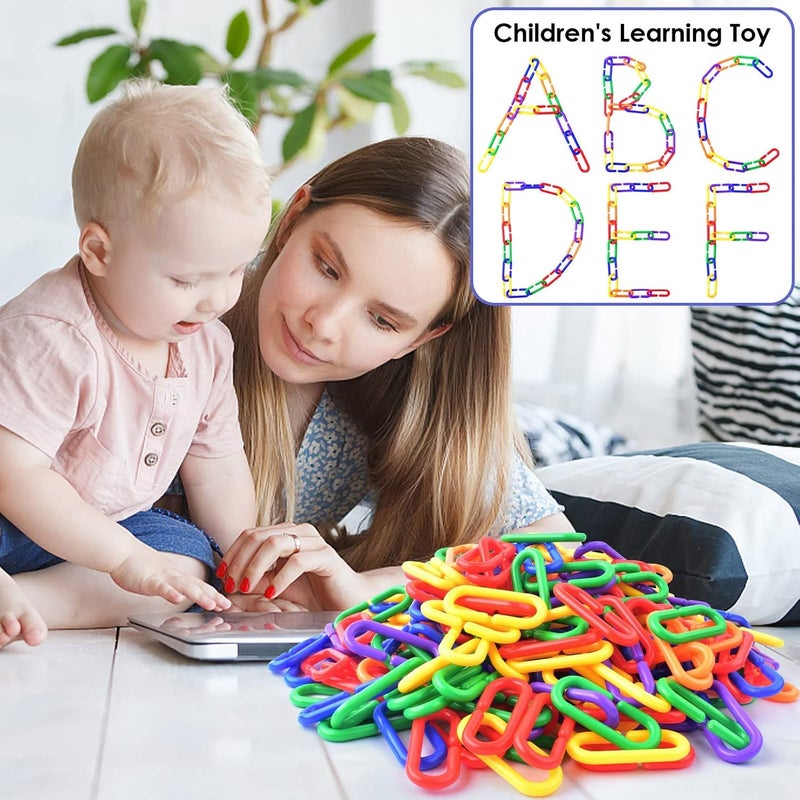 KASTWAVE Multi-demand satisfied design Plastic Chain Links for Birds, 200PCS Mix Color Rainbow DIY C-Clips Chains Hooks Swing Climbing Cage Toys for Sugar Glider Rat Parrot Bird, Children's Learning Toy General purpose design - Image 3