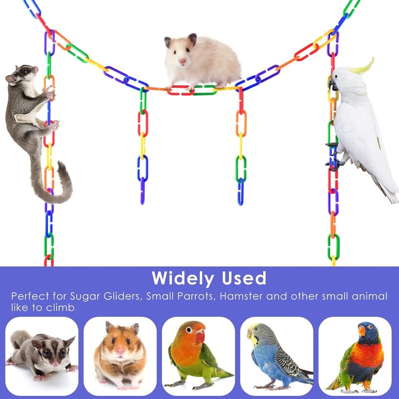 KASTWAVE Multi-demand satisfied design Plastic Chain Links for Birds, 200PCS Mix Color Rainbow DIY C-Clips Chains Hooks Swing Climbing Cage Toys for Sugar Glider Rat Parrot Bird, Children's Learning Toy General purpose design - Image 2
