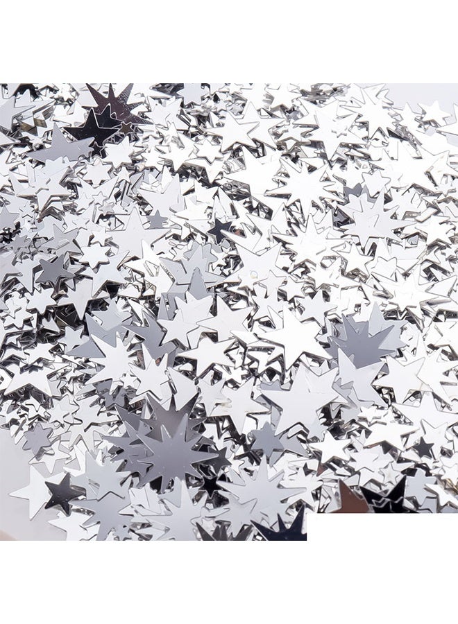 50 Grams Glitter Silver Star Sequins and Spangles, Metallic Glitter Foil Confetti Star Sequins for Crafts, Tables, Nail Art, DIY Decorations, Wedding Festival Party Supplies (3 MM - 14 MM) - Image 1