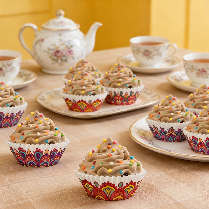 200pcs Muffin Cups Cupcake Holders Bohemian Style Paper Liners Party Birthday Decor - Image 2