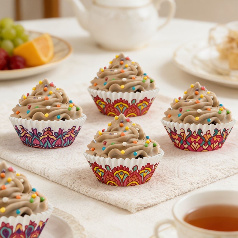 200pcs Muffin Cups Cupcake Holders Bohemian Style Paper Liners Party Birthday Decor - Image 5