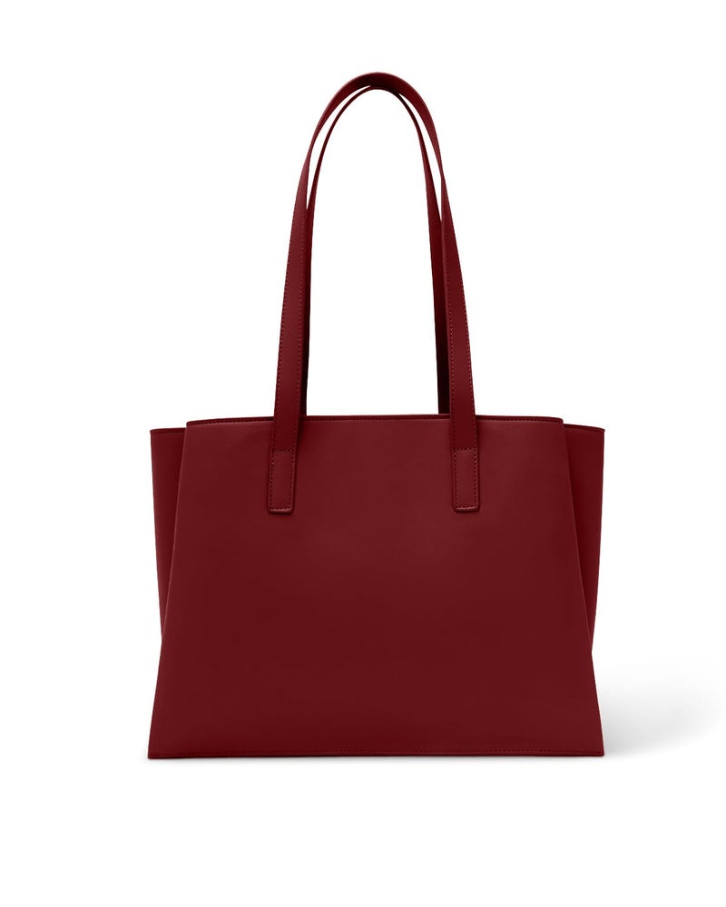 Apryl Work Tote Bags for Women 14 Inch - Work Bag Laptop Bag with Zip Compartments - Large PU Leather Office Purse Computer Briefcase - Red - Image 1