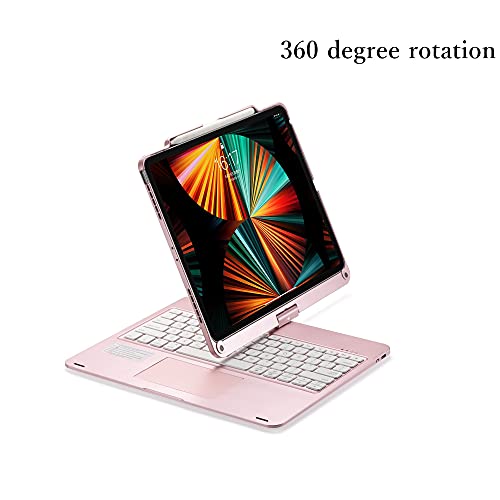 HENGHUI 360° Rotatable Keyboard for iPad Pro 13 inch (M4)/ iPad Air 13 inch (M2)/ iPad Pro 12.9" 6th/5th/4th/3rd Generation Backlight Keyboard with Trackpad, Integrated Foldable Keyboard Cover (RoseGold) - Image 5