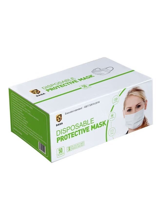 DADA DISPOSABLE FACE MASK SINGLES, WHITE  50'S PACK - Image 1
