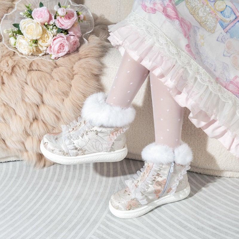 Foreign Single 2024 National Style Lace 33-43 Big Children National Tide Cheongsam Chinese Clothing Lolita Short Boots - Image 5