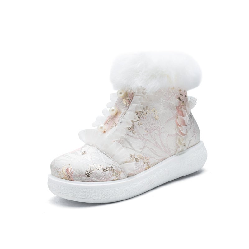 Foreign Single 2024 National Style Lace 33-43 Big Children National Tide Cheongsam Chinese Clothing Lolita Short Boots - Image 1