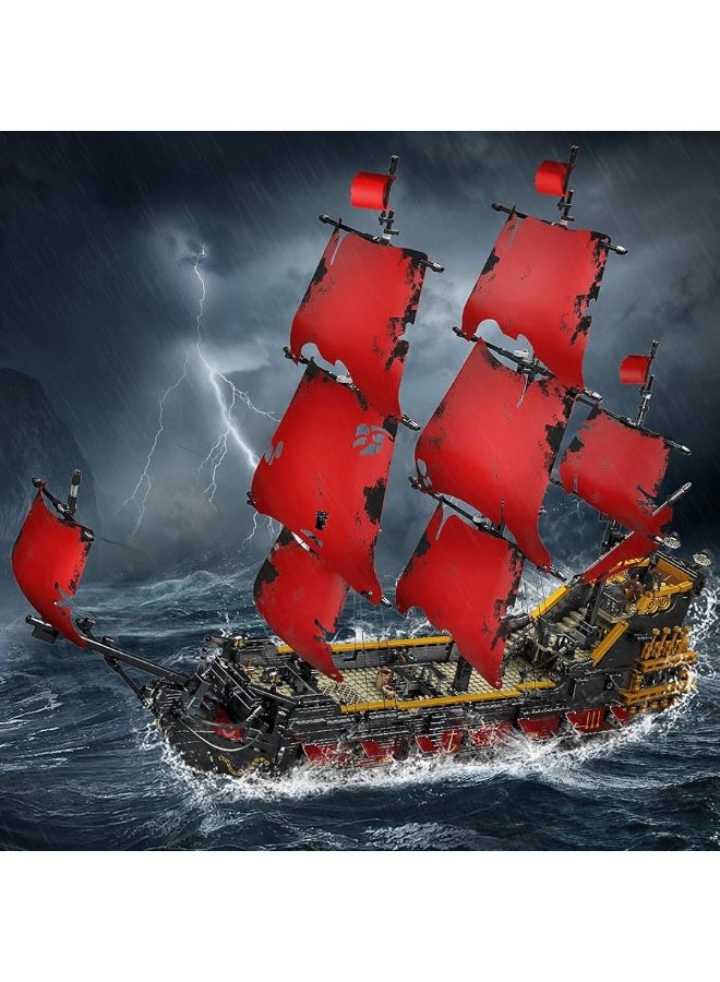 mould king Mould King 13109 Queen Anna's Revenge Pirate Ship Model Building Blocks Kit, MOC Pirate Ship Building Sets, 3139 Pieces Large Red Set for Kids and Teens  - Image 5