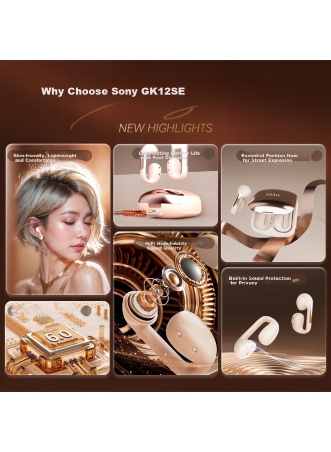 Soaiy Gk12 Se Bluetooth Earphones True Wireless Open Ear Clip-on Sports Running Headset For Apple Huawei Xiaomi Vivo Starry Black - Image 1